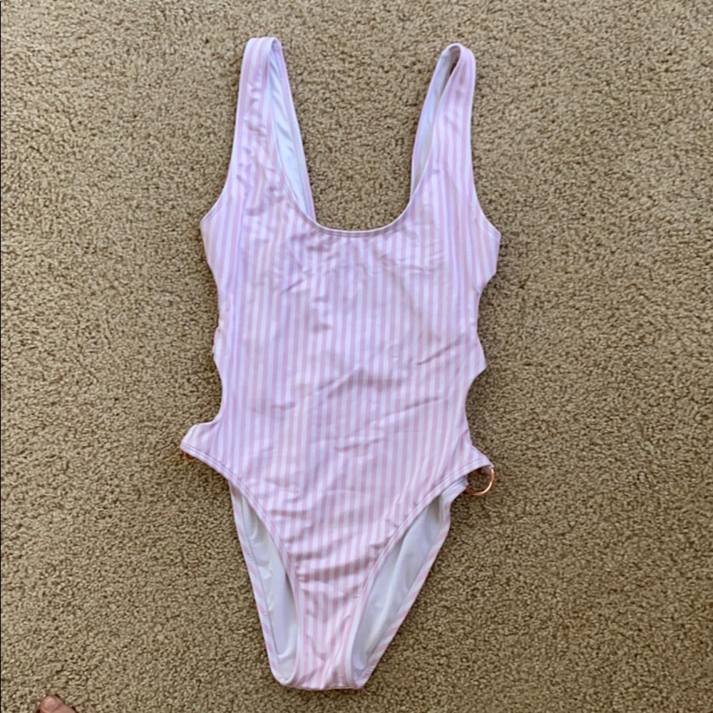 L.A. Hearts Pink/White Striped Swimsuit
